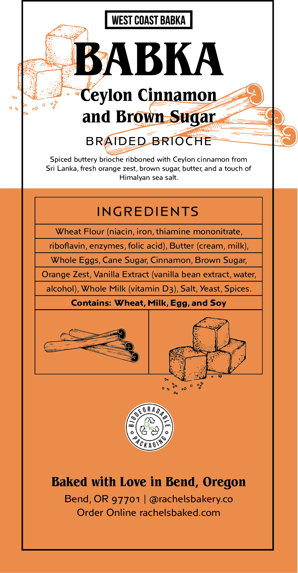 Ceylon cinnamon babka ingredient label